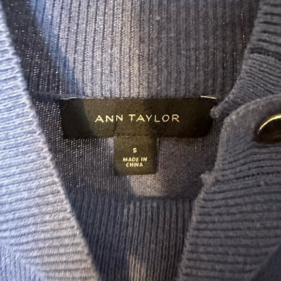 Ann Taylor Blue Cowl Neck Sweater with Button Detail - Picture 2 of 3